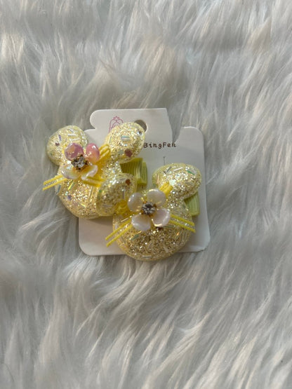 Glitter Teddy Hair Clip Set Of 2 by Gift Hub Mart