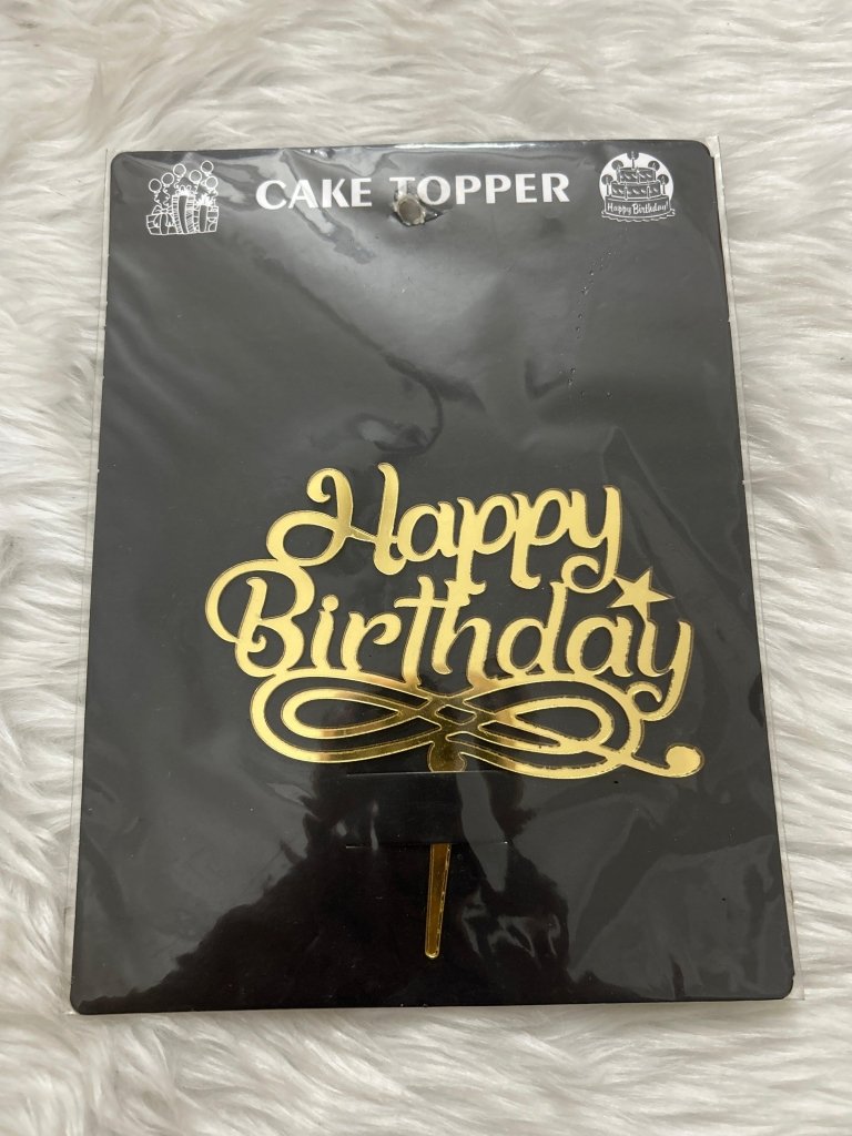 Golden Cake Topper Happy Birthday by Gifthubmart