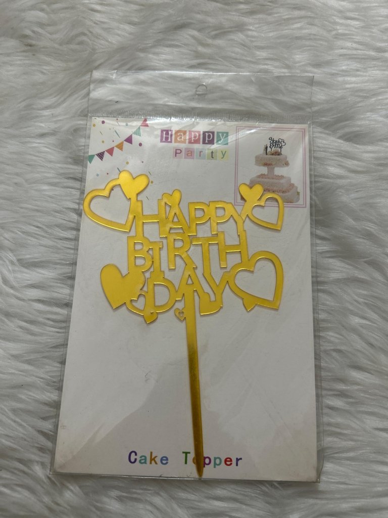 Golden Cake Topper Happy Birthday by Gifthubmart