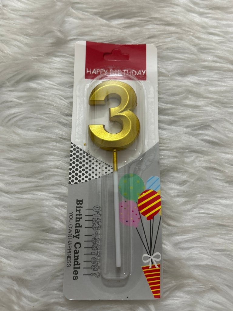 Golden Candle Number 3 by Gift Hub Mart