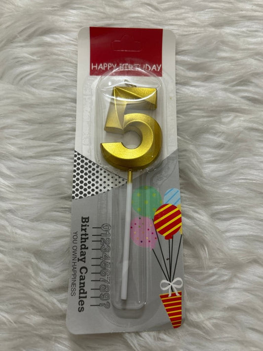 Golden Candle Number 5 by Gift Hub Mart