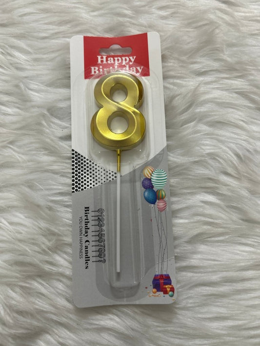 Golden Candle Number 8 by Gift Hub Mart