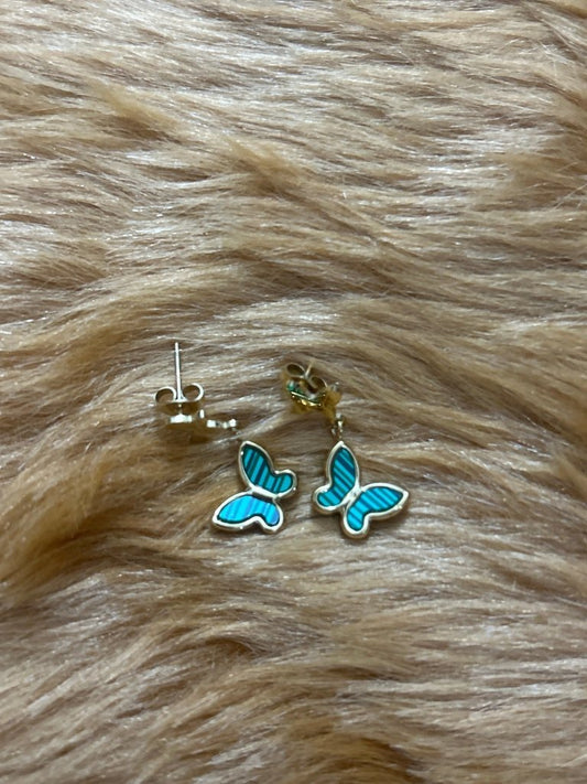 Green Butterfly Gold Plated Earrings by Gifthubmart