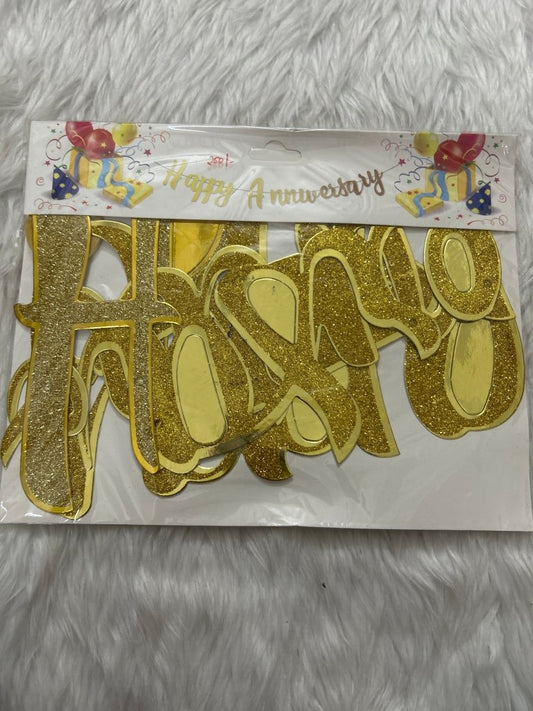 Happy Anniversary Golden Glitter Cutout by Gifthubmart