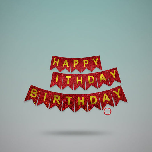 Happy Birthday Banner 3D - Red by Gift Hub Mart, festive red party banner