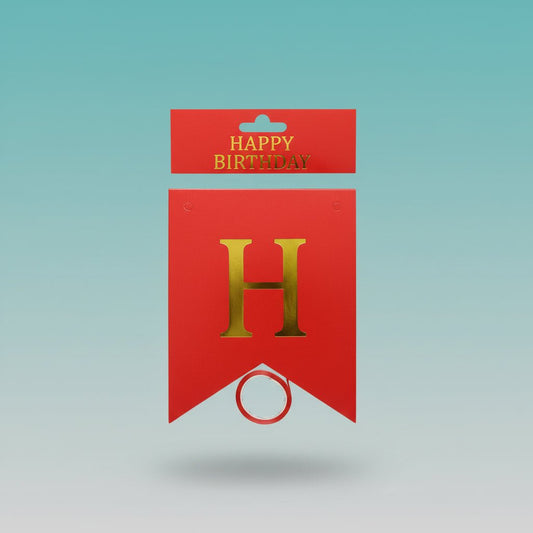 Gift Hub Mart Happy Birthday Banner - Red, decorative red party banner with gold lettering