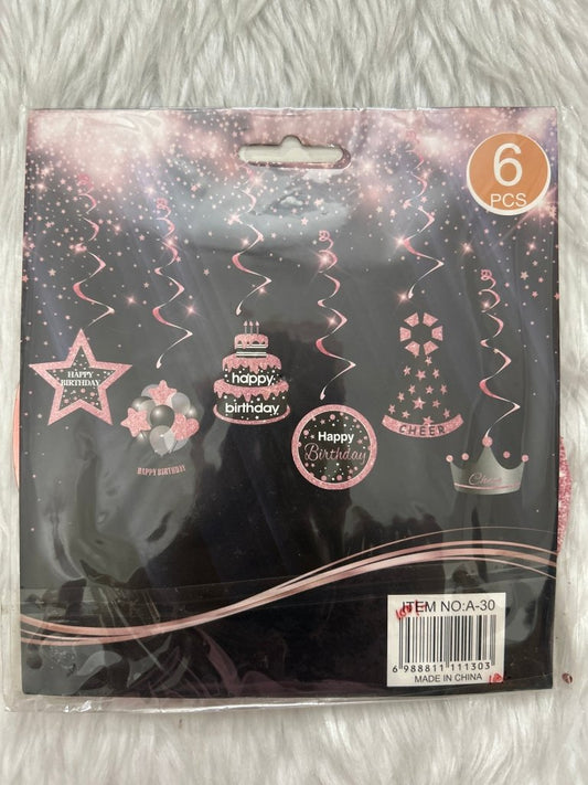 Happy Birthday Spiral Decor 6 Pcs by Gifthubmart