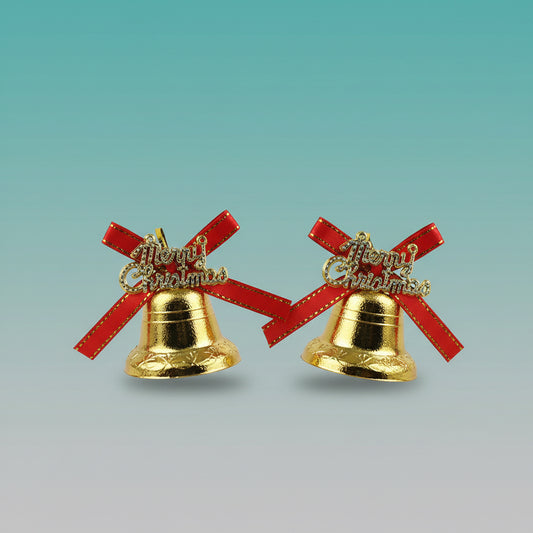 Happy Christmas Bell Golden (Set Of 2) by Gifthubmart