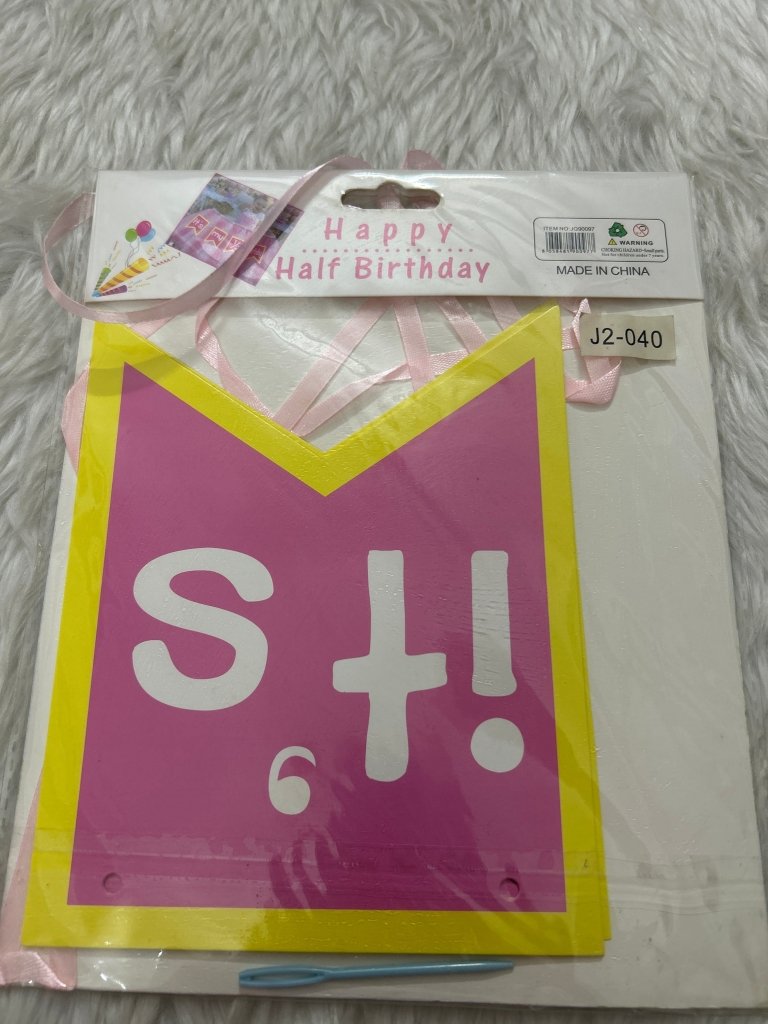 Happy Half Birthday Banner by Gift Hub Mart