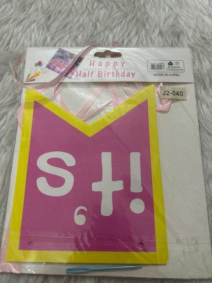 Happy Half Birthday Banner by Gift Hub Mart