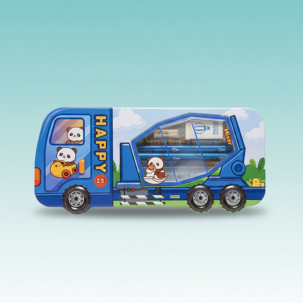 Happy Mixer Truck Metal Pencil Box With Stationery