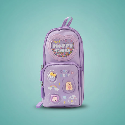 Happy Times 3 Pocket Pencil Case by Gift Hub Mart