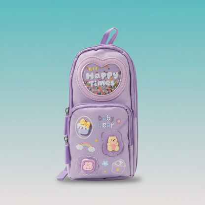 Happy Times 3 Pocket Pencil Case by Gift Hub Mart