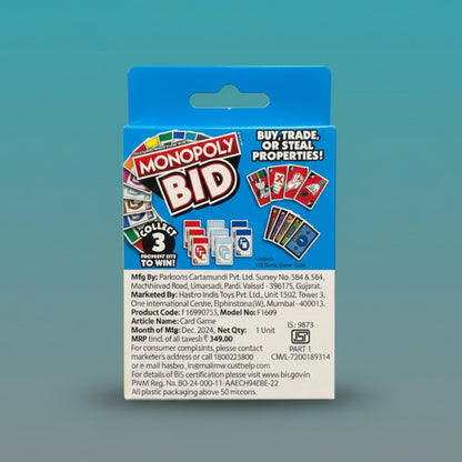 Hasbro Monopoly Bid 7+ by Gift Hub Mart