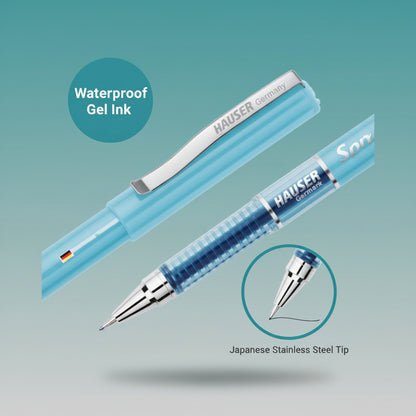Hauser Sonic Gel Pen Blue- Waterproof Ink by Gift Hub Mart