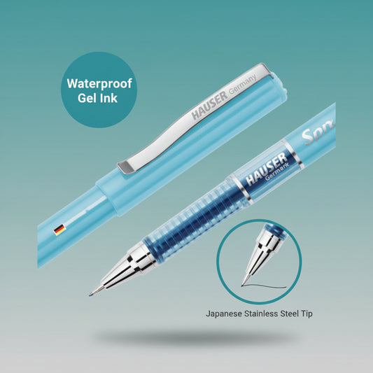 Hauser Sonic Gel Pen Blue- Waterproof Ink by Gift Hub Mart
