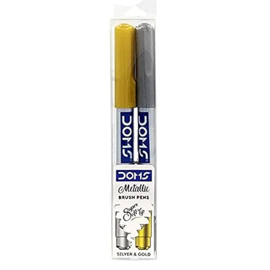 DOMS Metallic Brush pen Set of 2 (Gold & Silver)