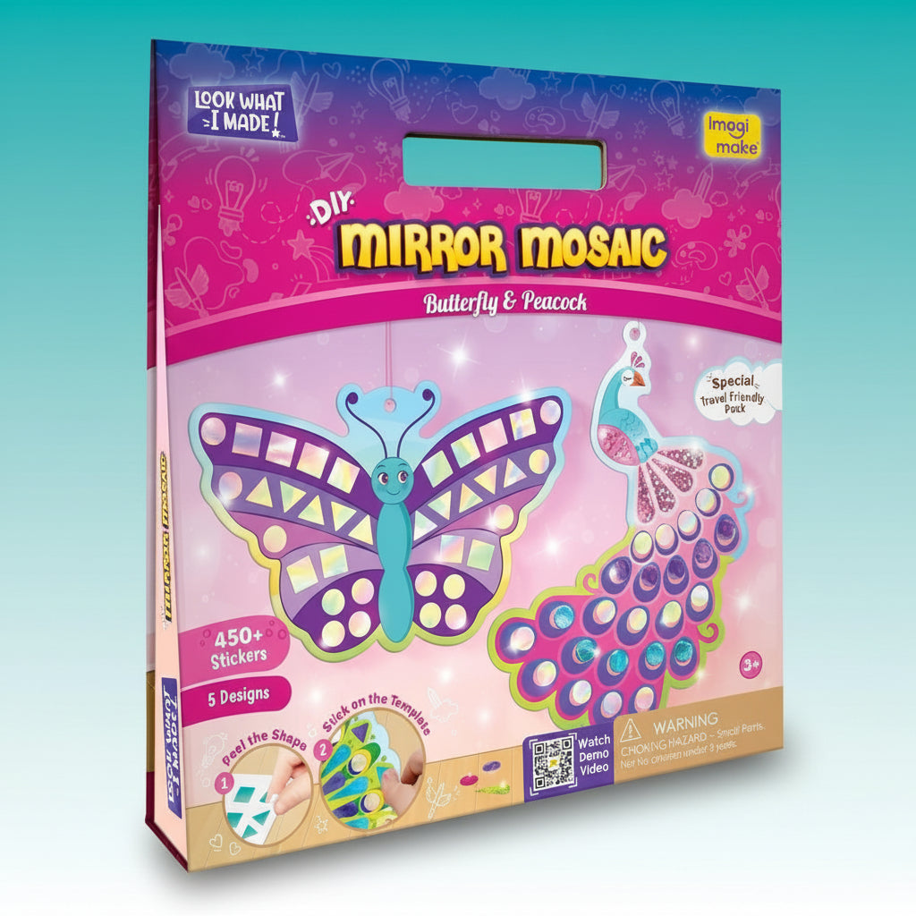 ImagiMake DIY Mirror Mosaic Butterfly & Peacock 4+ by Gifthubmart
