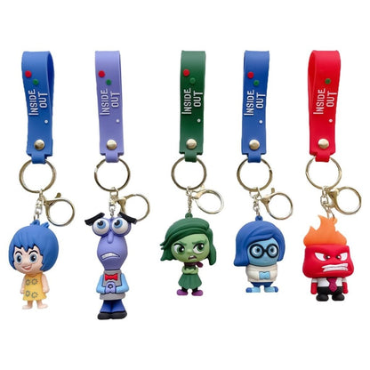 Inside Out Cartoon 3D Rubber Keychain with Wristband by Gifthubmart