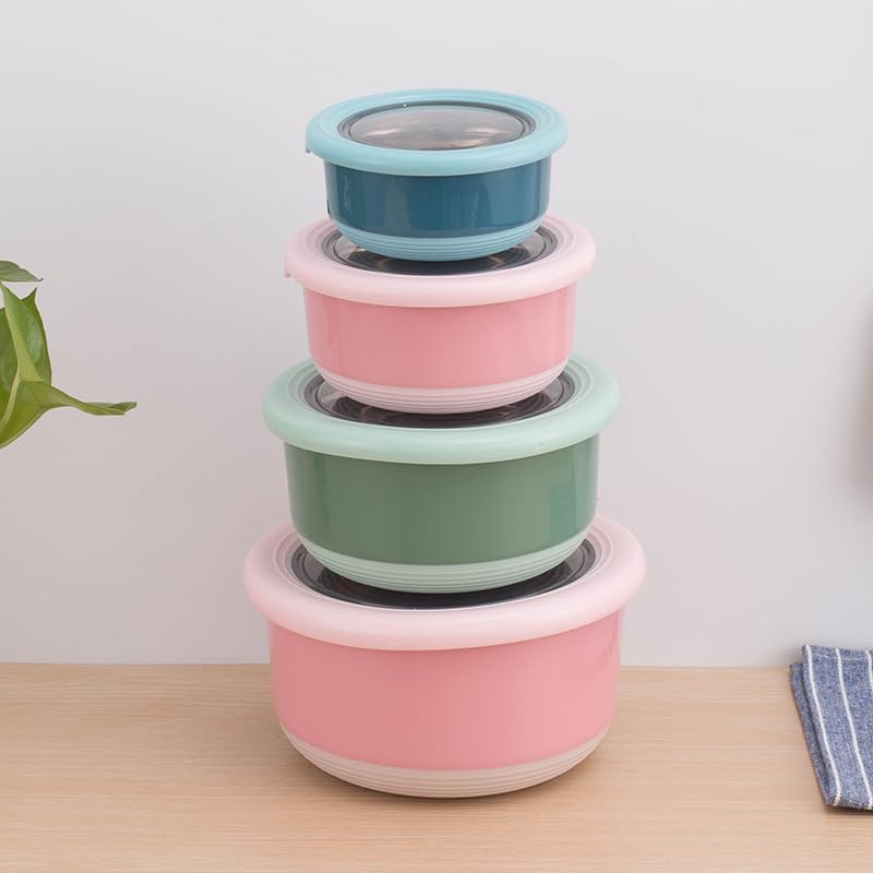 Insulated Food Storage Round Containers for Refrigerators (Set of 4) by Gifthubmart