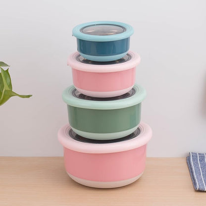 Insulated Food Storage Round Containers for Refrigerators (Set of 4) by Gifthubmart