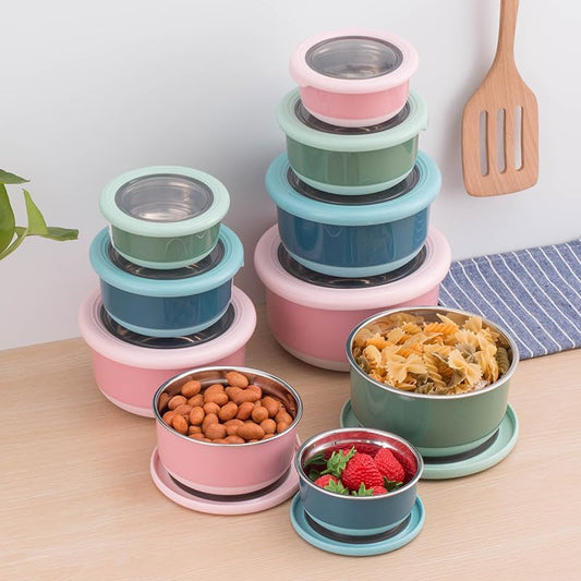 Insulated Food Storage Round Containers for Refrigerators (Set of 4) by Gifthubmart