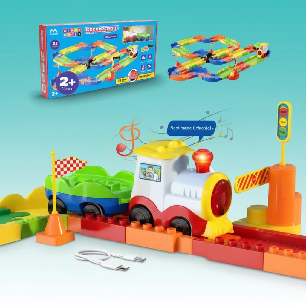 Interlocking Train Set 82 Pcs 12m+ by Gift Hub Mart