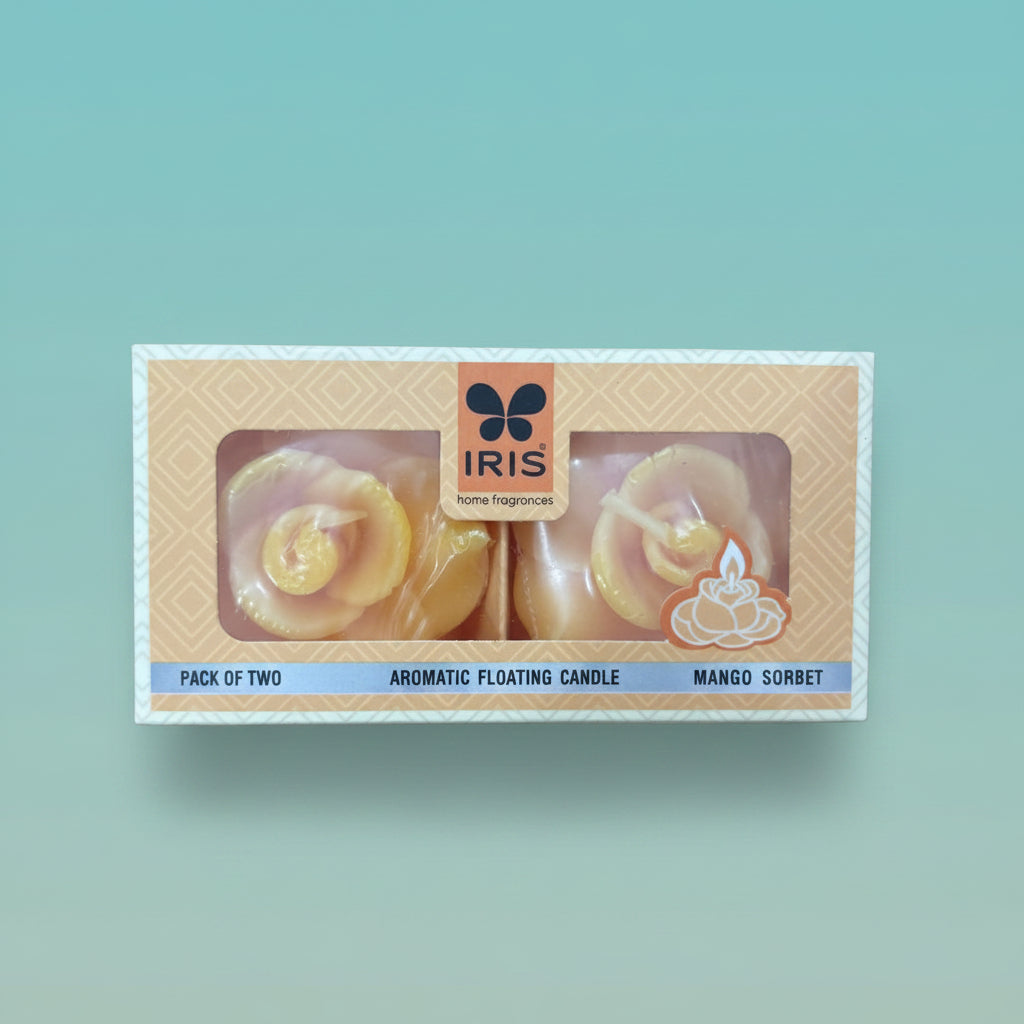 IRIS Aromatic Floating Candle Set of 2 - Mango Sorbet by Gift Hub Mart