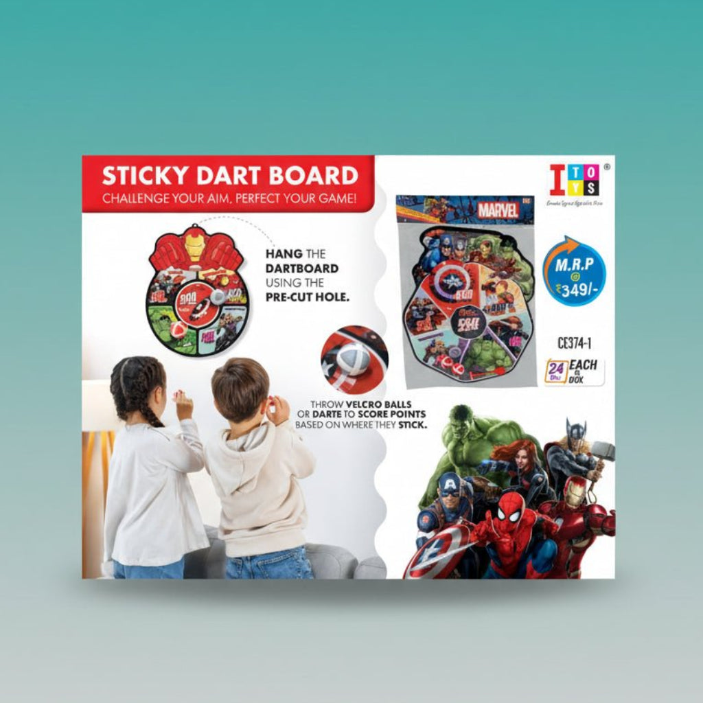 Itoys Marvel Sticky Dart Board 3+ by Gift Hub Mart