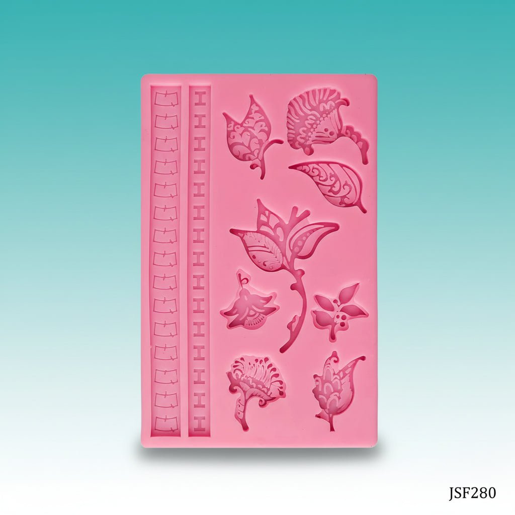 JAGS Art and Craft Silicone Mould Flower & Boarder JSF280 by Gifthubmart