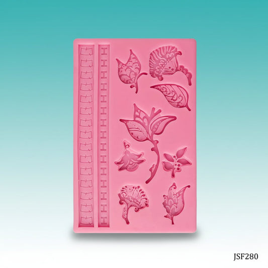 JAGS Art and Craft Silicone Mould Flower & Boarder JSF280 by Gifthubmart