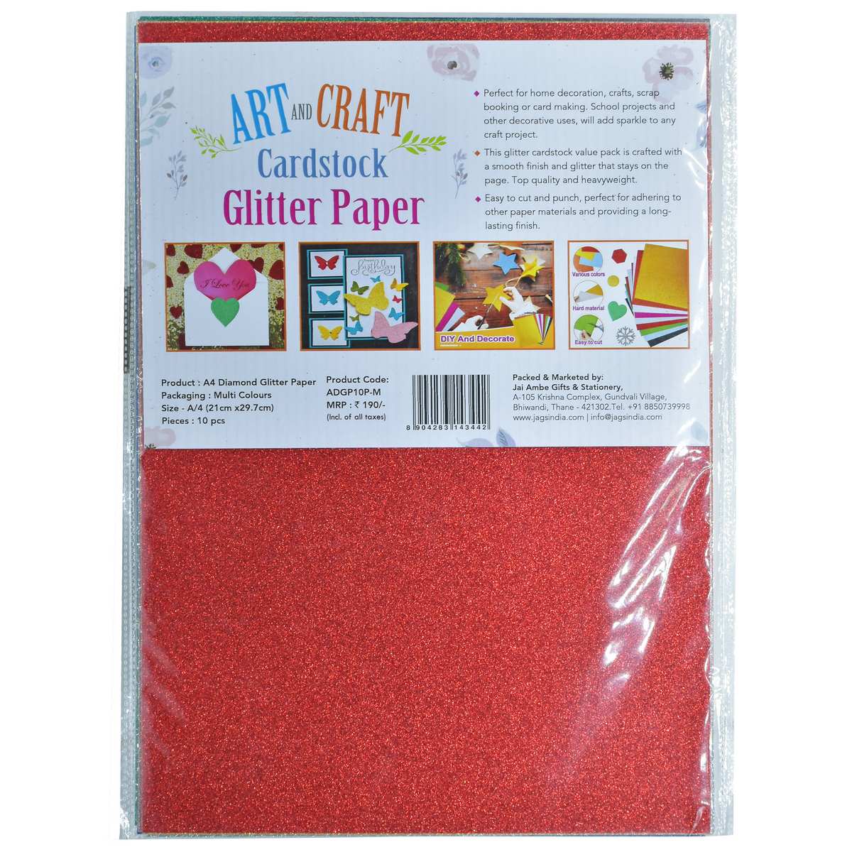 A4 Diamond Glitter Paper Multi Colour