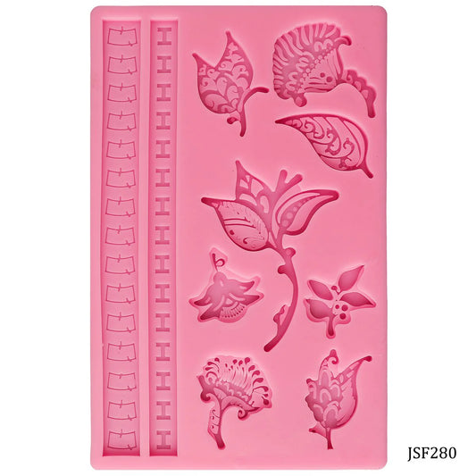 JAGS Art and Craft Silicone Mould Flower & Boarder JSF280