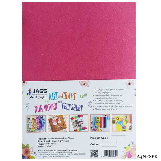 A4 Nonwoven Felt Sheet Pink A4NFSPK