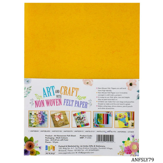 A4 Nonwoven Felt Sheet Yellow 79 ANFSlY79