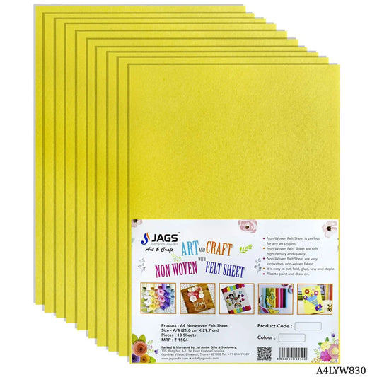 A4 Nonwoven Felt Sheet Light Yellow A4LYW830