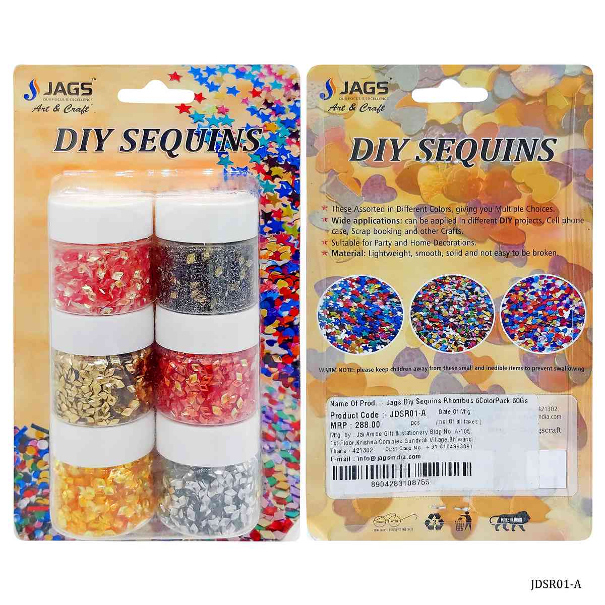 Jags Diy Sequins Rhombus 6ColorPack 60Gsm JDSR01A