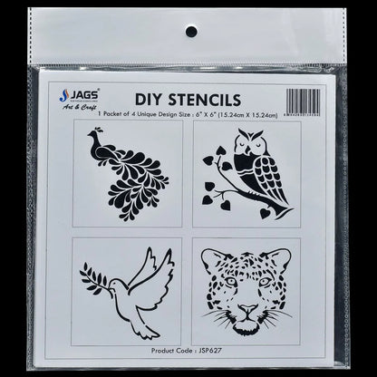 jags Stencil Plastic 6x6 4Pcs Set JSP611