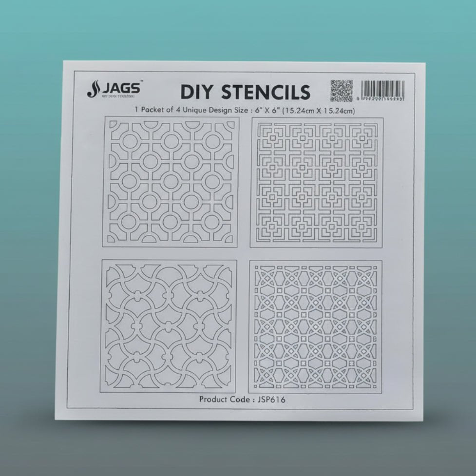 jags Stencil Plastic 6x6 4Pcs Set by Gifthubmart