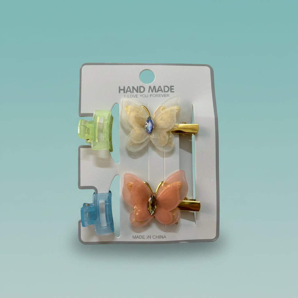 Kids 2 Clutcher & 2 Hair Pin Combo by Gift Hub Mart