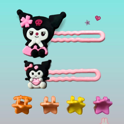 Kids 4 Mini Clutcher & 2 Side Pins Set- Kuromi by Gift Hub Mart