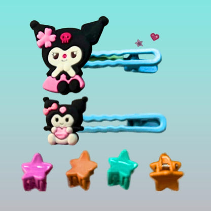 Kids 4 Mini Clutcher & 2 Side Pins Set- Kuromi by Gift Hub Mart