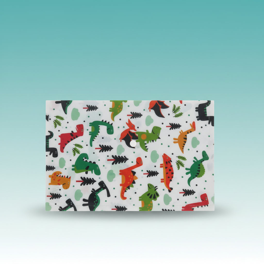 Kids Printed Button Folder Dinosaur by Gift Hub Mart
