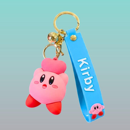 Kirby Cartoon 3D Silicon Keychain with Wristband by Gifthubmart