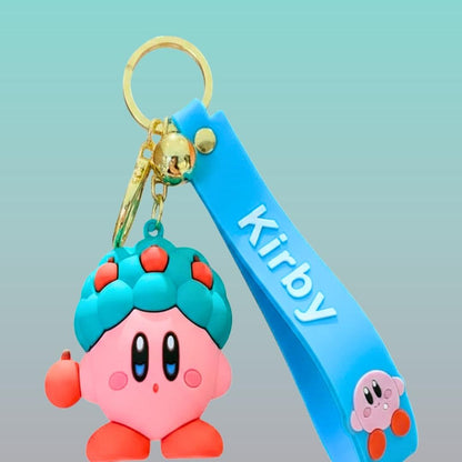 Kirby Cartoon 3D Silicon Keychain with Wristband by Gifthubmart