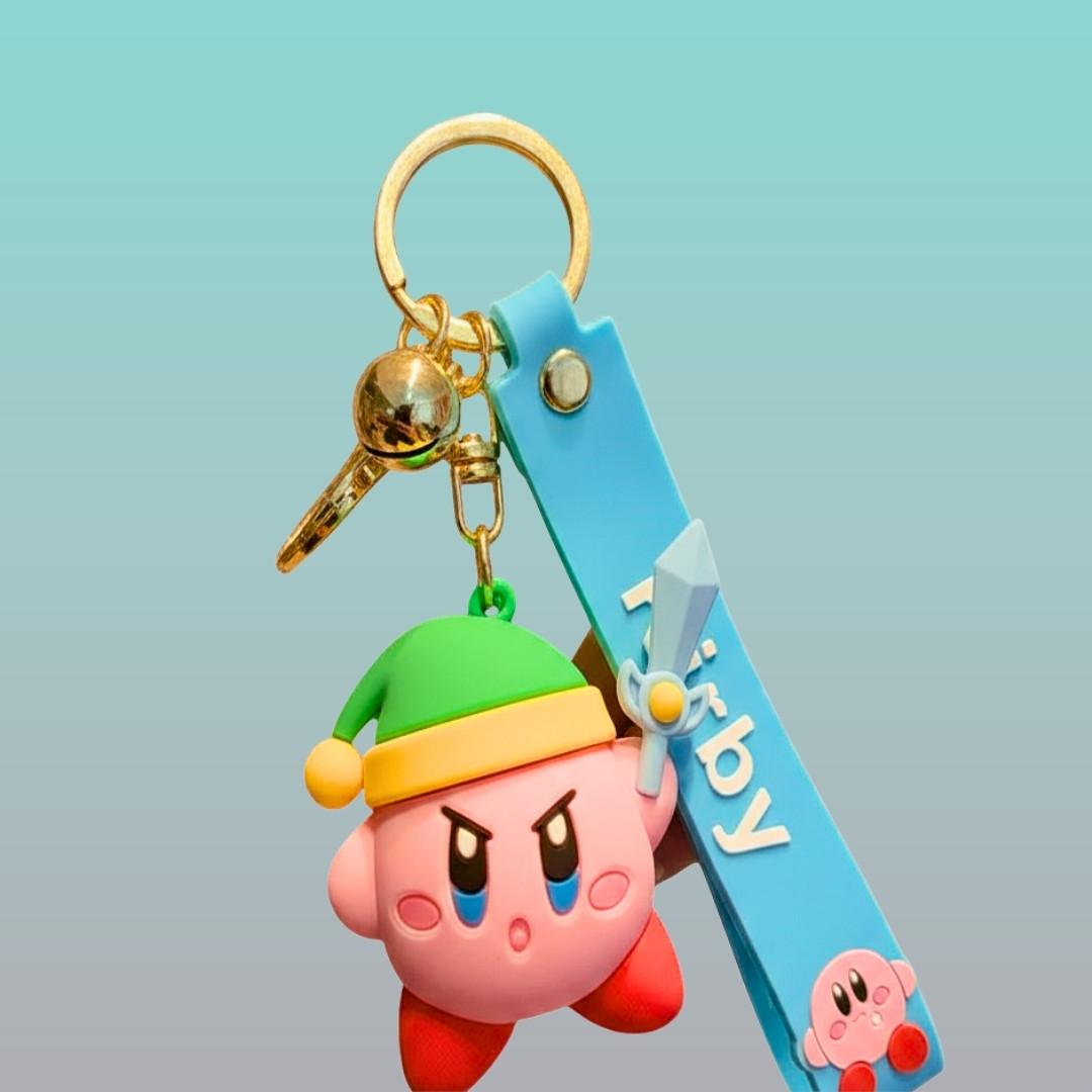 Kirby Cartoon 3D Silicon Keychain with Wristband by Gifthubmart