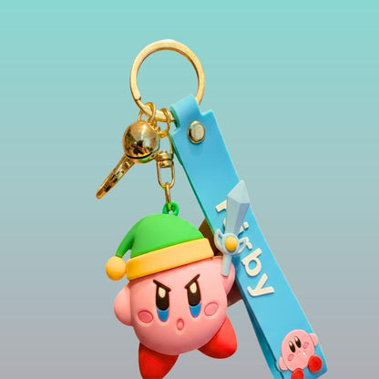Kirby Cartoon 3D Silicon Keychain with Wristband by Gifthubmart