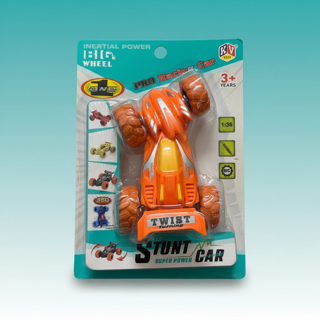 Gift Hub Mart KV Stunt Super Power Car toy car, orange body with large rugged wheels