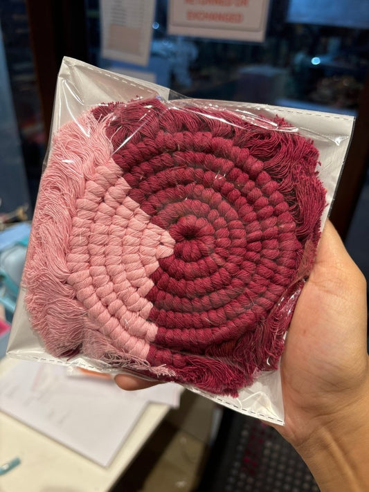 Macrame Coaster Set of 2 Duo Tone by Gifthubmart