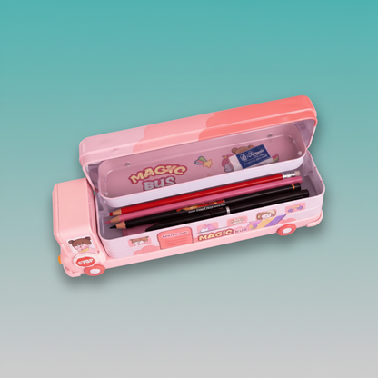 Magic Bus Metal Pencil Box (2 Compt) by Gift Hub Mart